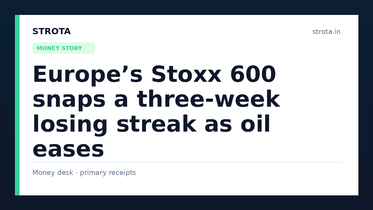 Europe’s Stoxx 600 snaps a three-week losing streak as oil eases